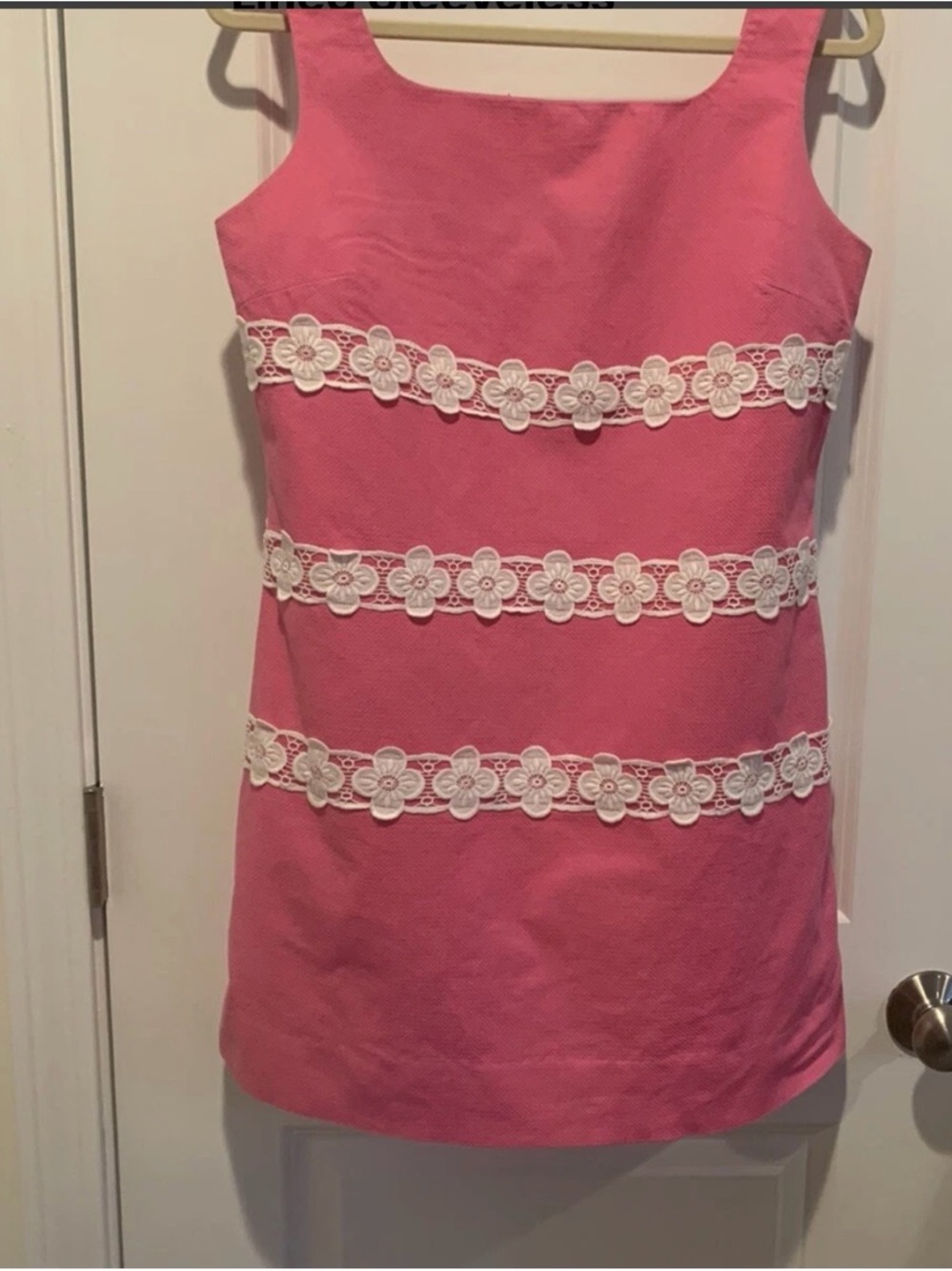 Lilly Pulitzer Pink Mini Dress with White Floral Lace Stripes